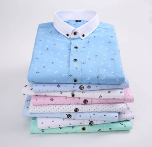 เสื้อเชิ้ตแขนยาวผู้ชาย สีพื้น คอตั้ง ผ้าคอตตอน/โพลีเอสเตอร์ ป๊อปลิน กันยับ แห้งเร็ว เป็นมิตรกับสิ่งแวดล้อม สไตล์สมาร์ทแคชชวล - Product Image 6