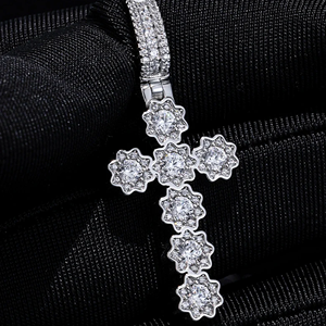 Pendentif Croix de la Foi Ice Legacy ILPE94 en Acier Inoxydable Style Hip Hop avec Diamant Unisexe Chaîne Religieuse Plaqué Rhodium Cadeau - Product Image 1