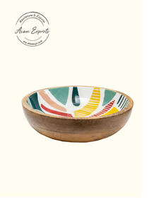 Bol de service en bois artisanal, design intérieur coloré, finition durable, parfait pour les salades, les fruits, les collations, la décoration de la table de cuisine - Product Image 2