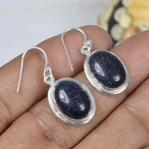 Pendientes de piedra solar azul, pendiente de tuerca de piedras preciosas de Plata de Ley 925, joyería hecha a mano, diseñador de piedra natal de junio, regalo colgante para ella - Product Image 2