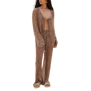 ชุดชายหาดผ้าชีฟองสำหรับผู้หญิงเสื้อและกางเกง2ชิ้นพิมพ์ลาย OTM สบายๆเป็นมิตรต่อสิ่งแวดล้อม - Product Image 1