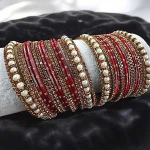 Venta directa de fábrica, conjuntos de brazaletes de cristal de forma redonda, conjuntos de Churiyan de mujeres religiosas islámicas para adultos, brazaletes indios, joyería - Product Image 6