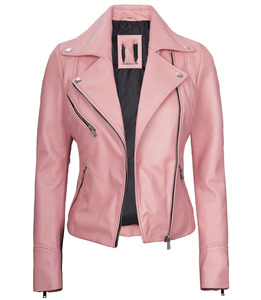 เสื้อแจ็คเก็ตไบค์เกอร์สำหรับผู้หญิงและผู้ชายเสื้อโค้ทหนังวัวสีชมพูอ่อนแบบดั้งเดิมใหม่โค้ทปกตั้งเคลือบสำหรับ2026 - Product Image 4