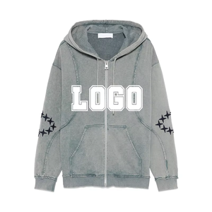 Sudadera con Capucha y Cremallera para Hombre, Personalizada con Logotipo Bordado, Tejido Grueso de Algodón French Terry 2026, Lavado Ácido - Product Image 6