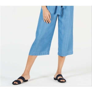 Maison Jules Tuta da donna in tela traspirante, modello cropped, con pantaloni a vita alta e vita media, stile a matita, con laccetti, taglia XS, Blu - Product Image 3