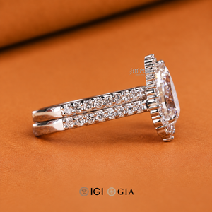Bague en diamant en forme de goutte d'eau avec alliance, bague de fiançailles en diamant de laboratoire, ensemble de mariage en diamant, bague en diamant en forme de poire - Product Image 3