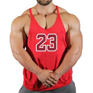 Coton épais uni blanc sport GYM sans manches t-shirts OEM imprimé logo ample grande taille uni hommes Singlet débardeur gilet - Product Image 4