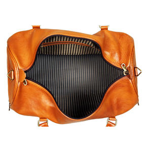 Bolsa de lona de cuero genuino con logotipo personalizado, cremallera, estilo Vintage de alta calidad para uso diario, para viajes durante la noche, gimnasio, uso de fin de semana - Product Image 3