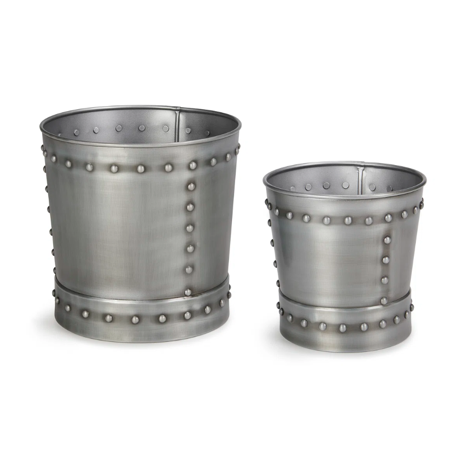 Deep Spacious Galvanized Planter Round Pattern for Medium Sized Trees Ornamental Plants Decorative Garden Accents Usage Floor