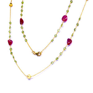 Lujo de moda 925 plata esterlina chapado en oro rubí espinela peridoto piedras preciosas señoras usan collar de cadena larga - Product Image 4