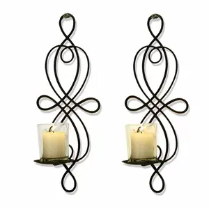 Metal <b>Candle</b> <b>Holder</b> for <b>Wall</b> Shiny Polished Iron Metal Indoor <b>Wall</b> Mounted <b>Candle</b> Sconce Wedding Decoration Glass Jar Votive - Product Image 2
