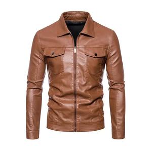 Abrigo de motocicleta Vintage de marca para hombre, chaquetas de cuero informales ajustadas, moda de moda con ropa de motorista de piel de oveja - Product Image 4