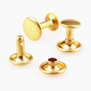 Rivets à double capuchon en laiton pur faits à la main pour portefeuilles, ceintures, sacs, vêtements - Product Image 1
