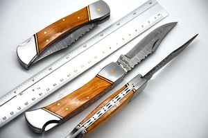 Nuevo diseño personalizado hecho a mano al aire libre Camping caza cuchillo de bolsillo plegable supervivencia cuchillo plegable con mango de madera - Product Image 5