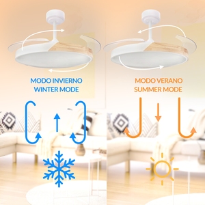 LED ventilatore da soffitto a scomparsa pale telecomando 70W 2448LM integrato colore bianco CCT 3000-4000-6000K luce motore a corrente continua (legno) - Product Image 4