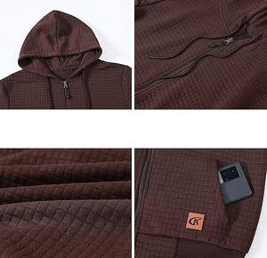 Veste sweat-shirt 100% coton élégante pour hommes sweat à capuche léger confortable avec fermeture éclair pour Streetwear à imprimé bouffant pour l'hiver - Product Image 3