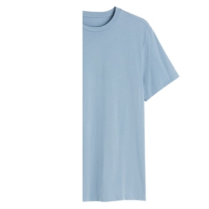 เสื้อยืดลำลองผู้ชายไซส์ใหญ่ คุณภาพสูง ปรับแต่งโลโก้ได้ สีน้ำเงินล้วน 220gsm ผ้าฝ้ายออร์แกนิค 100% ปักลาย - Product Image 6