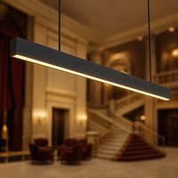 Luminaire suspendu linéaire LED en aluminium de 1200 mm pour hall de théâtre, 3000K, dimmable, lampe de plafond pour hall d'entrée