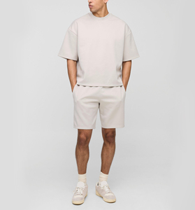 Mens T-Shirt and Shorts <b>Set</b> Summer 2 Piece Casual T-Shirt Outfit with Matching Shorts Streetwear Style OEM Wholesale Supplier - Product Image 2