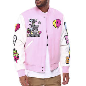 Custom Men's Premium Vintage White 100% Wool Varsity <b>Jacket</b> High Quality Winter Letterman Chenille Embroidery <b>Patchwork</b> Pattern - Product Image 1