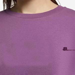 Femmes 2026 haut court solide décontracté Polyester coton éponge Anti-rétrécissement 300g doublé broderie hiver - Product Image 5