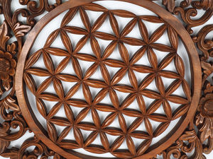 Décoration de la maison Paulownia en bois gravé Relief Antique Design gros fleur thème maison/chambre ornement - Product Image 3