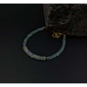 Aquamarine & <b>Opal</b> Beaded <b>Bracelet</b> with Agate & Diamond Elegant Bangles - Product Image 4