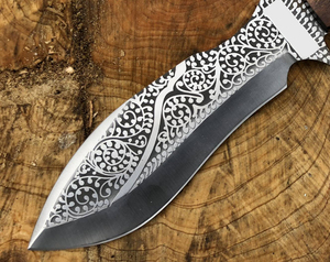 Cuchillo de caza hecho a mano personalizado, hoja de acero inoxidable, mango de madera de nogal, incluye Funda de cuero, fabricante de cuchillos DIY, OEM - Product Image 4