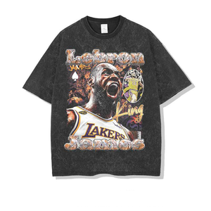 T-shirts décontractés en jersey de coton biologique lourd de 280 g, à manches courtes, impression numérique DTG, lavés, personnalisés, vierges, anime - Product Image 1