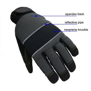 Guantes de Trabajo Industriales Antivibración de Seguridad para la Construcción con Cuero Vacuno, Muñequera Ajustable, Duraderos para Trabajos de Construcción - Product Image 3