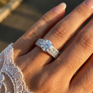Bague de fiançailles et de mariage semi-montée classique en or blanc massif 18 carats avec diamant véritable taille brillant 1 carat pour femme, idéale pour les fêtes - Collection Hong Kong Jewellery - Product Image 2