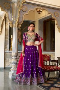 Exquisita Regal Vichitra Silk Lehenga Choli Ropa étnica india tradicional detallada intrincada para fiestas de verano Diwali - Product Image 6