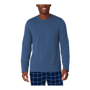 Set da 2 pezzi Cozy Lodge da uomo XL di Cuddl Duds, felpa blu lavorata a maglia e pantaloni pigiama a quadri - Product Image 2