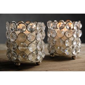 Centres de table de mariage élégants Support votif rond en cristal pour la maison et la décoration de table de mariage Centres de table de luxe - Product Image 1