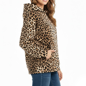 เสื้อฮู้ดดี้ลายเสือดาวดีไซน์ล่าสุด ทรงโอเวอร์ไซส์ สไตล์ลำลอง สำหรับผู้หญิง ขายส่ง เสื้อฮู้ดดี้แฟชั่นใหม่ สไตล์สวมหัวสำหรับผู้หญิง - Product Image 5