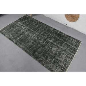 Alfombra Vintage de 3.5x6.3 pies, Alfombra Turca, Alfombra de Lana Gris Abstracta - Product Image 4