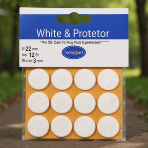 White 22 mm Self-Adhesive Felt Glides 12-Piece Set Per SB <b>Card</b> for Rug Pads & <b>Protectors</b> - Product Image 3