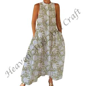 Combinaison bohème imprimée Bagru, tissée à la main, pour la danse estivale, la plage, vêtements bohèmes pour le printemps/été, adultes, nouvelles arrivées d'automne, Bagru - Product Image 4