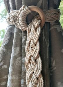 Custom Color, Set of Two, Braided Macrame <b>Curtain</b> Ties - Product Image 3