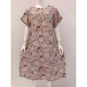 ชุดนอนผ้าเรยอนชิ้นเดียวแขนสั้นลายดอกไม้สำหรับผู้หญิงชุดนอนเนื้อนุ่มปิดเอวยางยืดสวมใส่สบายฤดูร้อน - Product Image 1