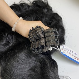 Doble dibujado Calidad cruda Virgen cutícula alineada cabello onda natural 100 Cinta humana vietnamita en extensiones de cabello - Product Image 3