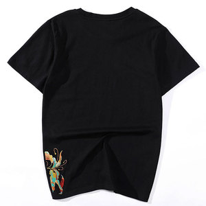 T-shirt en coton pour homme, logo personnalisé OEM, broderie et impression, vêtements d'été, couleur unie, ample, manches courtes, broderie - Product Image 2