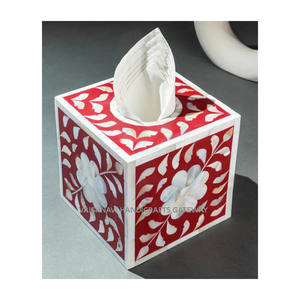 Caja de Servilletas Hecha a Mano con Incrustaciones de Nácar, Pequeña, de MDF, Artesanía VAISHNAVI, Decoración para el Hogar, Regalos de Bienvenida - Product Image 4