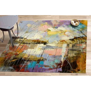 Tapis à motif de paysage abstrait : Tapis moderne antidérapant, tapis fin non tissé - Product Image 4