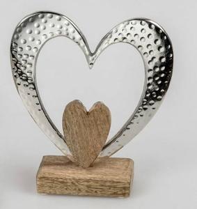 Handmade Aluminum Tabletop Decoration Best Nickel Finish <b>Heart</b> <b>Wooden</b> Base for Home Anniversary Wedding Best Home Decor for Hall - Product Image 5