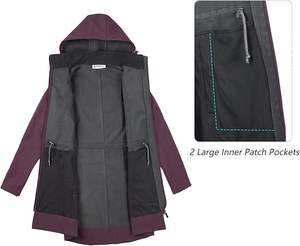 Veste de pluie longue Softshell imperméable pour femmes coupe-vent doublé polaire avec capuche pour vêtements de moto et de course automobile - Product Image 4
