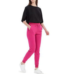 Traje de ropa deportiva informal de verano para mujer, pantalones sólidos de dos piezas, pulóver, sudaderas, diseño plano para comodidad para deportes al aire libre - Product Image 1