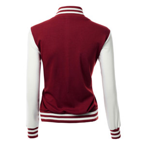 Chaqueta con letras en contraste de color elegante para mujer con mangas largas, venta al por mayor, chaqueta deportiva transpirable, diseño de béisbol en blanco - Product Image 3