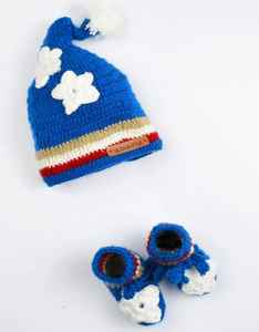 ชุดหมวกและถุงเท้าเด็กทารกถักมือจากผ้าฝ้ายออร์แกนิค 100% งานฝีมือ  ชุดลำลองสำหรับเด็ก - Product Image 2