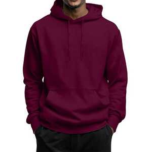 Regular Fit Hooded Sweatshirt Men Lightweight Autumn Solid Streetwear <b>Fleece</b> Pullover <b>Sweater</b> with Pockets - Product Image 6